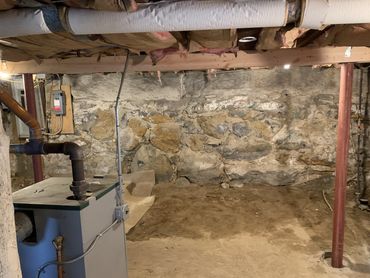 Finished basement job install beam and lally columns