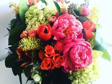 A colorful bouquet of mixed flowers.