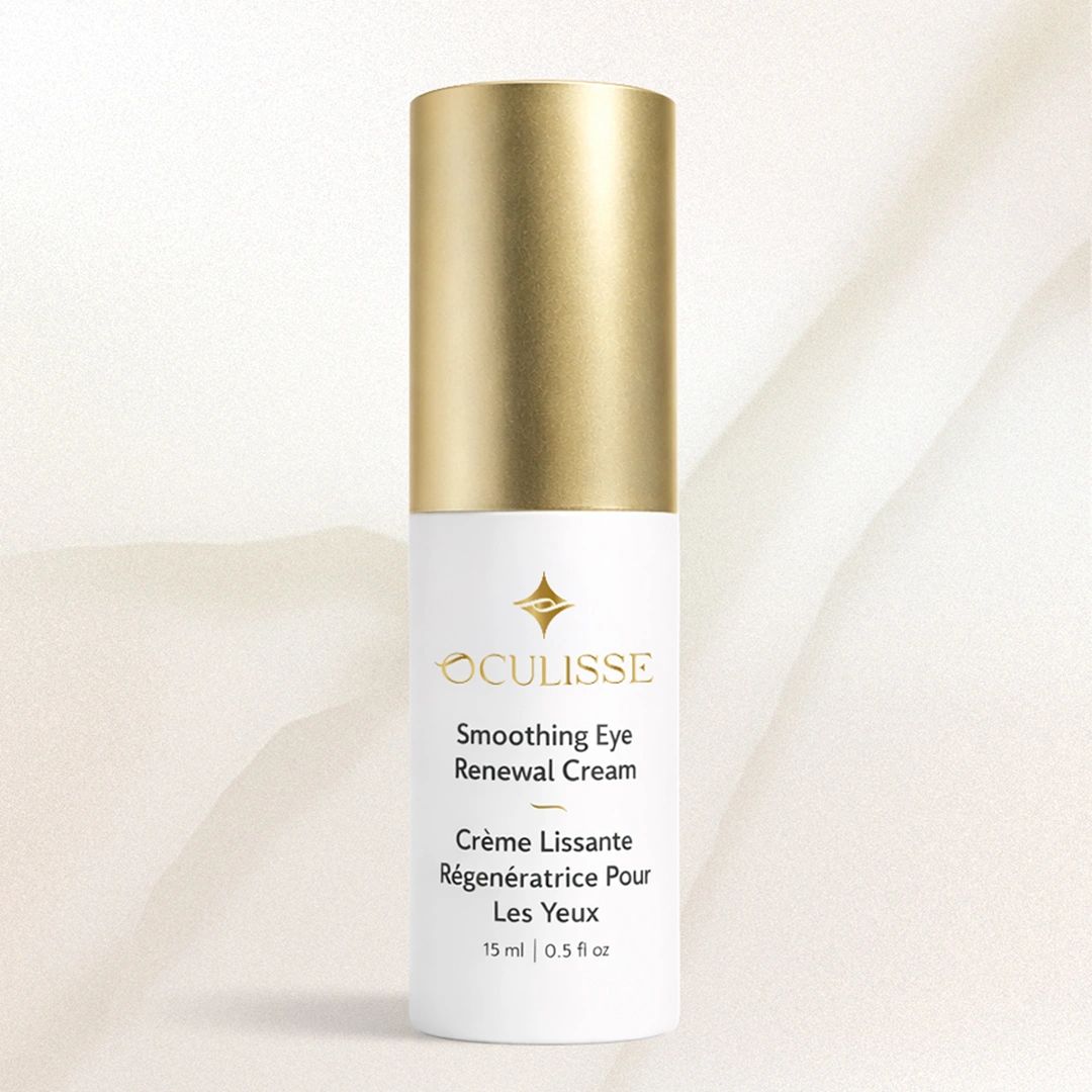 Oculisse Smoothing Eye Renewal Cream in a white and gold container.