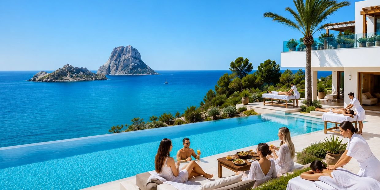 Luxury mobile massage at private villa in Ibiza with Es Vedrà view