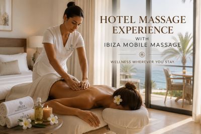 Professional mobile massage service in a luxury hotel room in Ibiza
