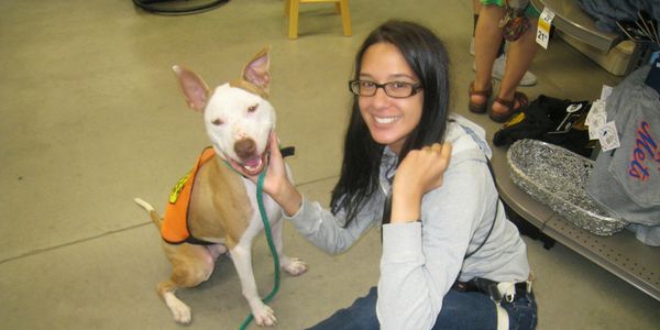 Alexandra with rescue dog