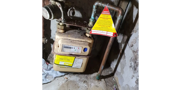 Unsafe Gas meter warning notice