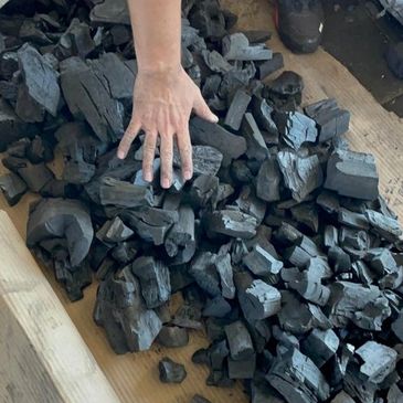 open bag with high quality charcoal