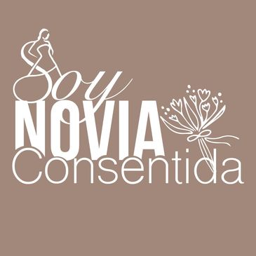 Text-based graphic saying 'Soy Novia Consentida' with a flower and bride silhouette.