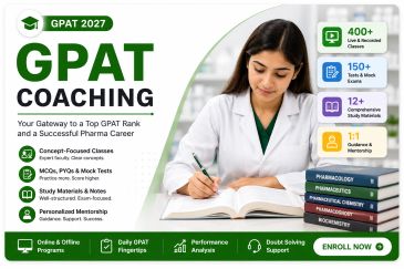 Masters Pharma GPAT 2027 coaching program offering concept-focused preparation, online and offline l
