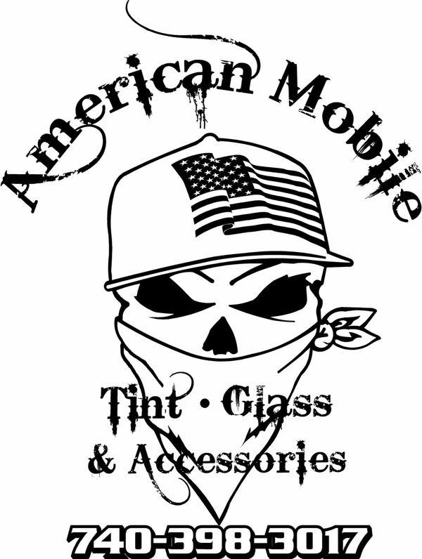 Logo of American Mobile with a skull wearing a cap featuring the US flag.