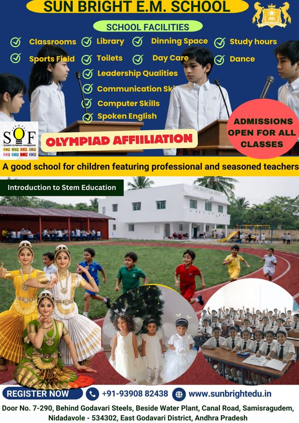 Sun Bright E.M. School offers diverse facilities, Olympiad affiliation, and admissions open for all classes.