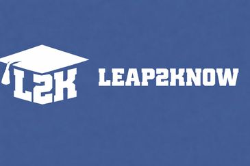 Logo for Leap2Know featuring a graduation cap and bold text.
