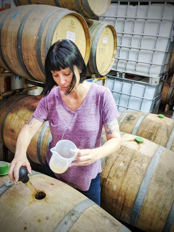 A woman barrel testing