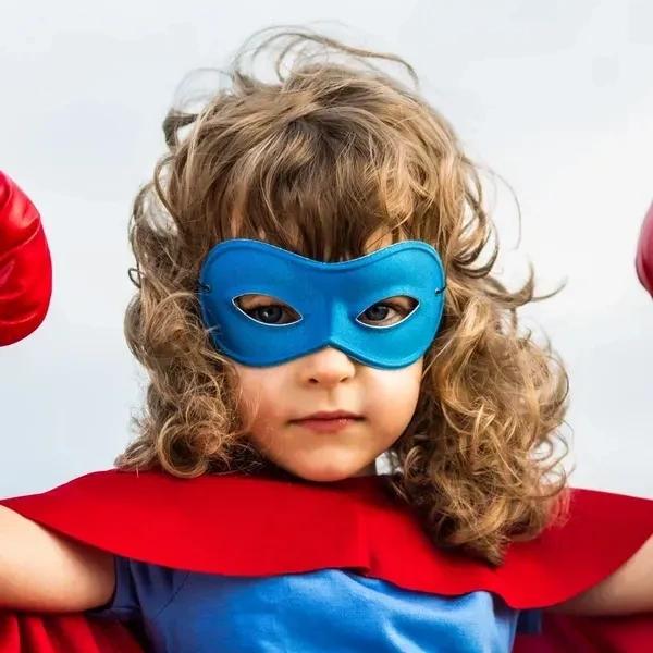 Feminine empowerment-girl wearing  superhero costume