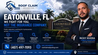 Eatonville public adjuster helping with roof, wind, hail, water and property insurance claims.