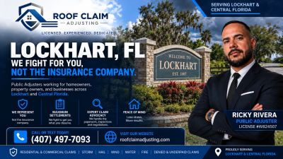 Lockhart public adjuster helping homeowners and property owners with roof, wind, hail, water, fire, 