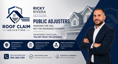 Ricky Rivera, licensed Florida public adjuster with Roof Claim Adjusting, representing homeowners wi