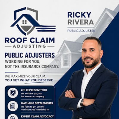 Ricky Rivera, licensed Florida public adjuster with Roof Claim Adjusting, representing homeowners wi