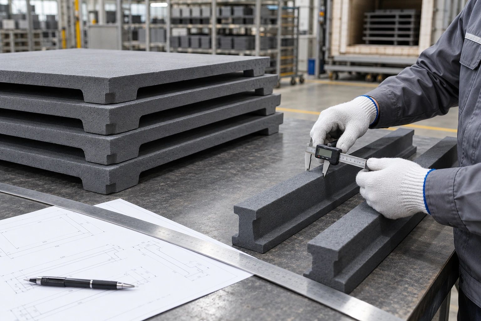 Quality inspection of silicon carbide kiln shelves, beams and refractory components