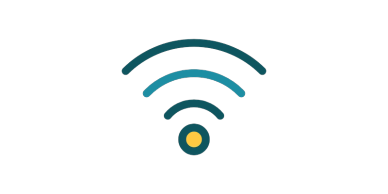 Wi-Fi signal icon with a yellow center dot.
