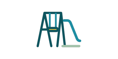 Simple playground icon with a slide and ladder.