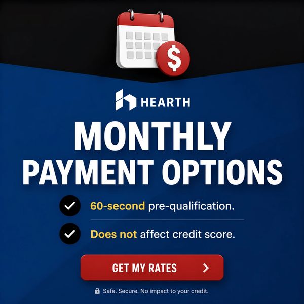 Hearth offers monthly payment options with quick pre-qualification and no credit score impact.