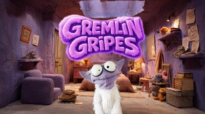 Animated purple and white creature with 'Gremlin Gripes' text.