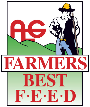 Logo featuring a farmer and text 'AG FARMERS BEST FEED'.