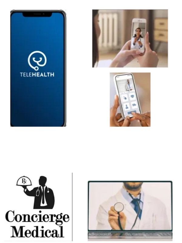 Silhouette of a doctor holding a tray with Rx symbol, representing Concierge Medical.