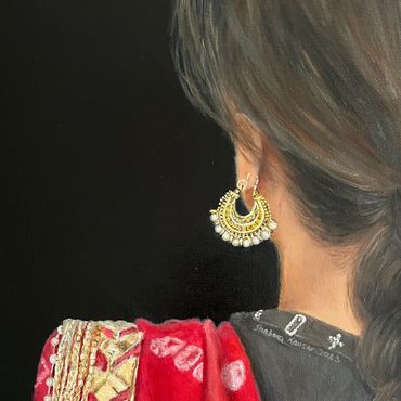 Title" Dupatta #14, 14"x14" Oil on canvas