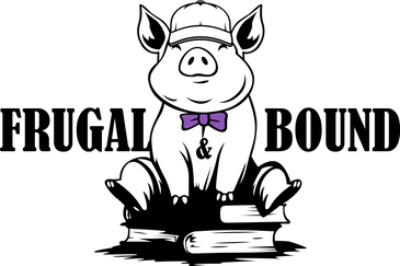 A cheerful pig wearing a cap and purple bowtie sits on books.