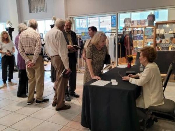 Sharon Mabry's Book Launch, book signing, The Postmaster's Daughter, Customs House Museum 2022.