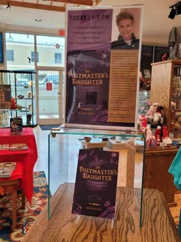 Sharon Mabry's Book Launch, book signing, The Postmaster's Daughter, Customs House Museum 2022.