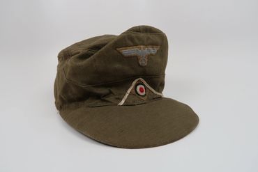 Original WW2 German Rare White Piped M40 Tropical Field Cap