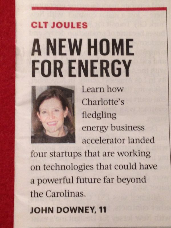 Article about Charlotte's energy business accelerator and startups.