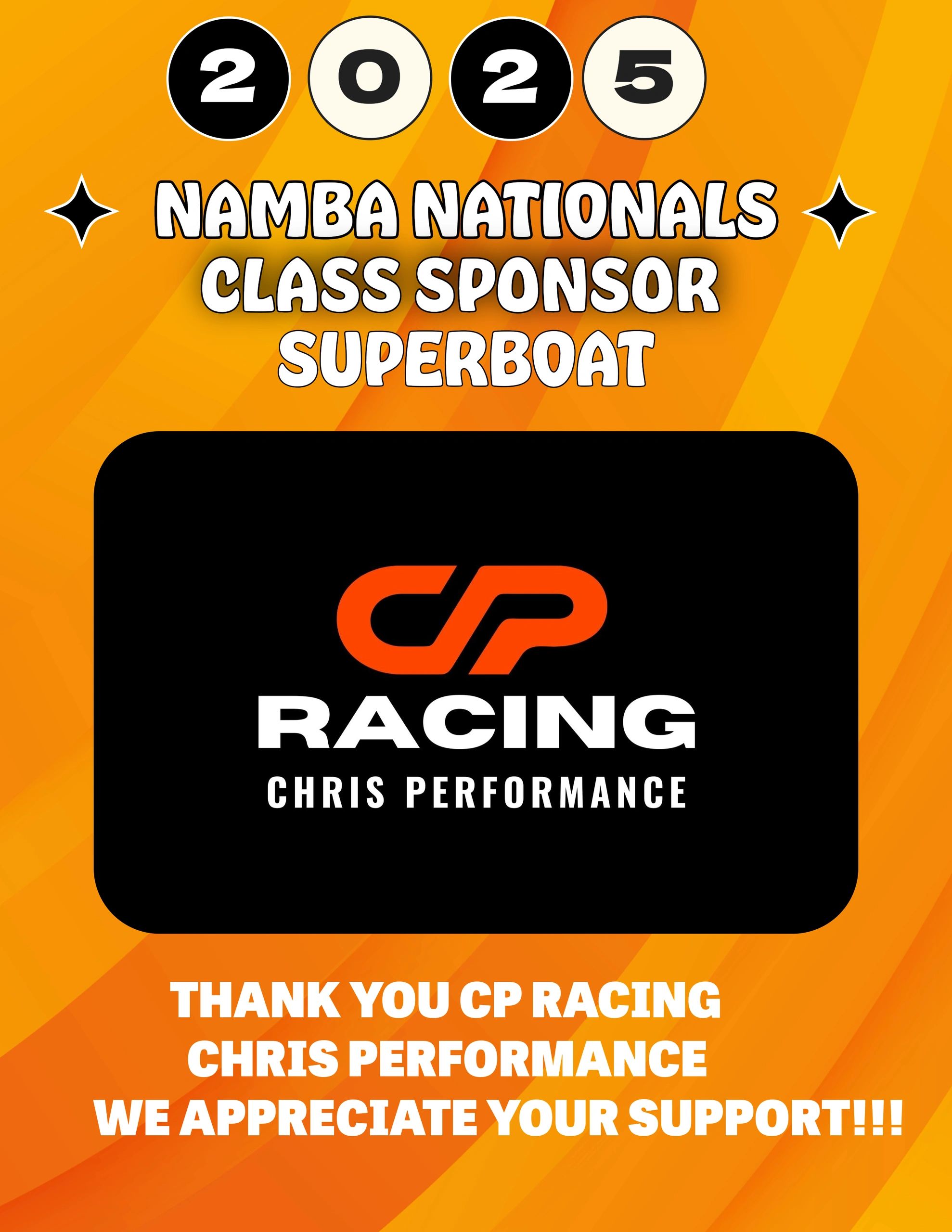 THANK YOU CP RACING CHRIS PERFORMANCE FOR BEING A CLASS SPONSOR!