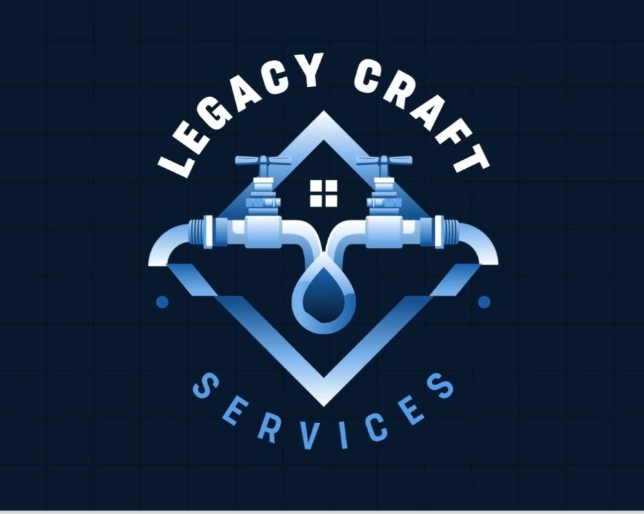 Logo with two water taps and a droplet, labeled Legacy Craft Services.
