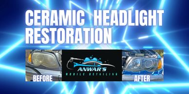 Before and after ceramic headlight restoration.