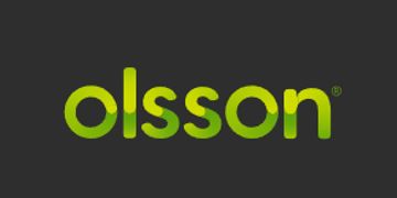 Logo with the word 'olsson' in green gradient on dark background.