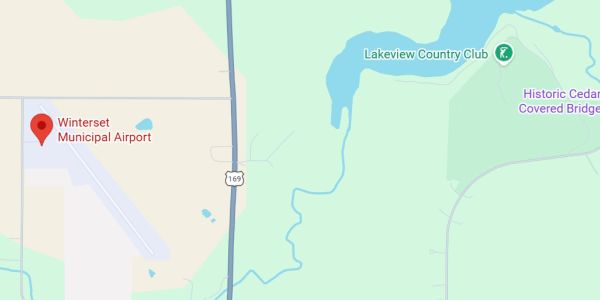 Map showing Winterset Municipal Airport and nearby areas.
