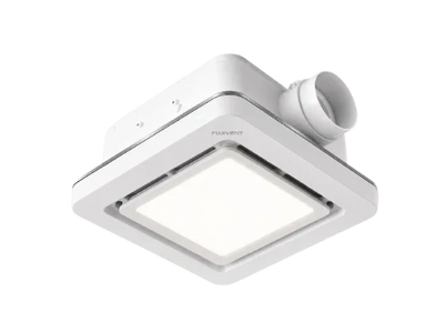 Ceiling-mounted ventilation fan with integrated light.