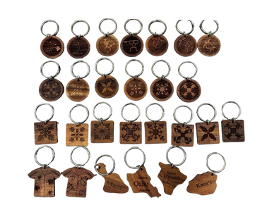 koa keychains with at least 27 differing designs