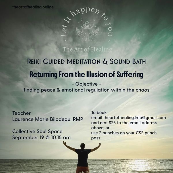 Reiki guided meditation event for emotional peace and regulation.