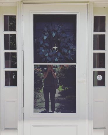 Front door with two sidelights to be turned into one continuous window.