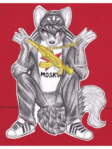Slovokian wolf with an ak47 necklace 