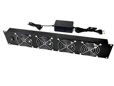 A black cooling fan panel with four fans and a power adapter.