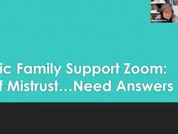 This pediatric family support meeting recording addresses various COVID-19 topics and questions.