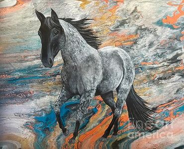 Blue roan horse abstract background 