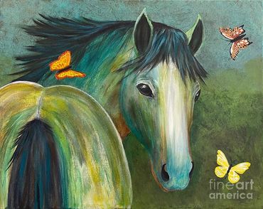 Horse with butterflies