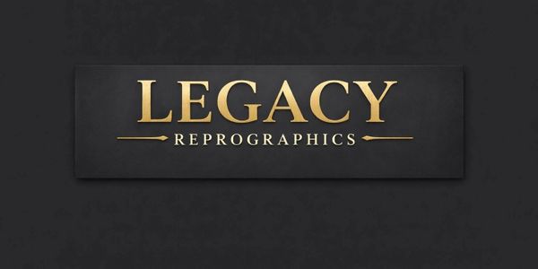 Elegant gold and black logo for Legacy Regraphics.