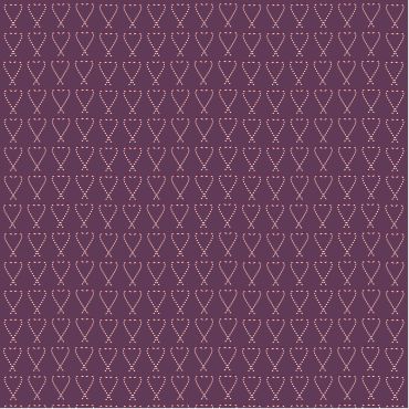 Seamless pattern of delicate heart shapes formed by dotted lines on a purple background.