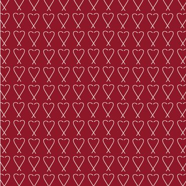 Red background with white heart-shaped patterns arranged in rows.