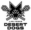 Logo of Las Vegas Desert Dogs with a fierce dog and crossed arrows.